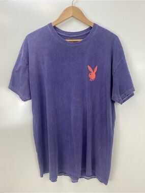 PLAYBOY Lavender Men’s Tee with White Bunny Print